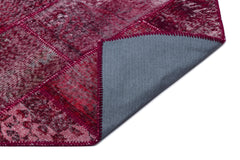 Iskece 26317 Red Patchwork Wool Handmade Area Rug 5'3" x 7'7"