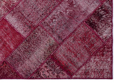 Iskece 26317 Red Patchwork Wool Handmade Area Rug 5'3" x 7'7"