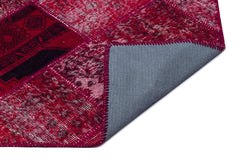 Iskece 26321 Red Patchwork Wool Handmade Area Rug 5'3" x 7'7"