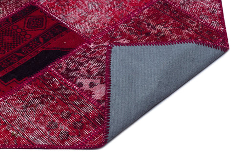 Iskece 26321 Red Patchwork Wool Handmade Area Rug 5'3" x 7'7"