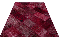 Iskece 26321 Red Patchwork Wool Handmade Area Rug 5'3" x 7'7"