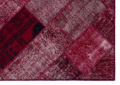 Iskece 26321 Red Patchwork Wool Handmade Area Rug 5'3" x 7'7"