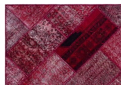 Iskece 26321 Red Patchwork Wool Handmade Area Rug 5'3" x 7'7"