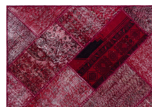 Iskece 26321 Red Patchwork Wool Handmade Area Rug 5'3" x 7'7"