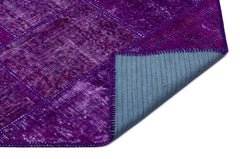 Iskece 26322 Purple Patchwork Wool Handmade Area Rug 5'3" x 7'7"