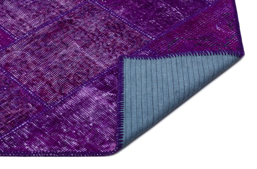 Iskece 26322 Purple Patchwork Wool Handmade Area Rug 5'3" x 7'7"