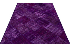 Iskece 26322 Purple Patchwork Wool Handmade Area Rug 5'3" x 7'7"