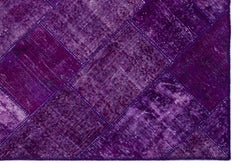 Iskece 26322 Purple Patchwork Wool Handmade Area Rug 5'3" x 7'7"