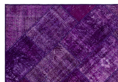 Iskece 26322 Purple Patchwork Wool Handmade Area Rug 5'3" x 7'7"