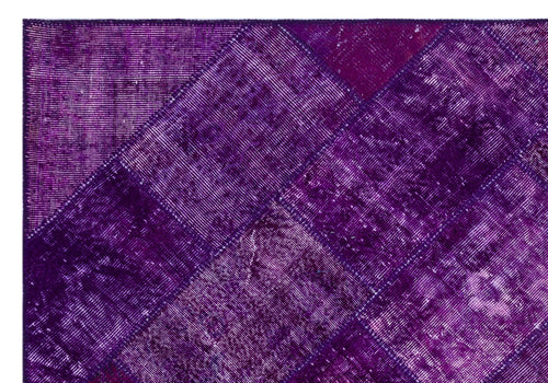 Iskece 26322 Purple Patchwork Wool Handmade Area Rug 5'3" x 7'7"