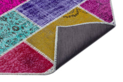 Iskece 26351 Beige Patchwork Wool Handmade Area Rug 5'3" x 7'7"