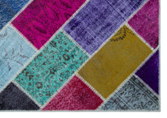 Iskece 26351 Beige Patchwork Wool Handmade Area Rug 5'3" x 7'7"