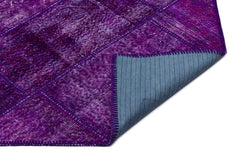Iskece 26360 Purple Patchwork Wool Handmade Area Rug 5'3" x 7'7"