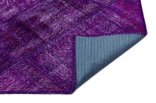 Iskece 26360 Purple Patchwork Wool Handmade Area Rug 5'3" x 7'7"
