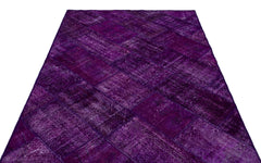 Iskece 26360 Purple Patchwork Wool Handmade Area Rug 5'3" x 7'7"