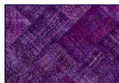 Iskece 26360 Purple Patchwork Wool Handmade Area Rug 5'3" x 7'7"