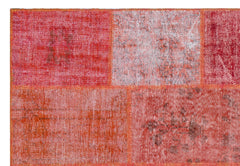 Iskece 26379 Red Patchwork Wool Handmade Area Rug 5'3" x 7'7"