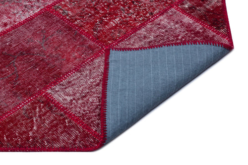 Iskece 26383 Red Patchwork Wool Handmade Area Rug 5'3" x 7'7"