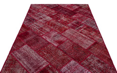Iskece 26383 Red Patchwork Wool Handmade Area Rug 5'3" x 7'7"