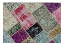 Iskece 26388 Beige Patchwork Wool Handmade Area Rug 5'3" x 7'7"
