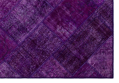 Iskece 26389 Purple Patchwork Wool Handmade Area Rug 5'3" x 7'7"