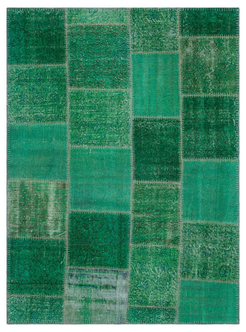 Iskece Green Vintage Wool Handmade Area Rug 5'3" x 7'3"