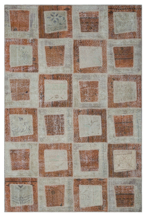 Iskece Brown Vintage Wool Handmade Area Rug 5'3" x 7'10"