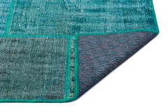 Iskece 26411 Turquoise Patchwork Wool Handmade Area Rug 5'2" x 7'7"
