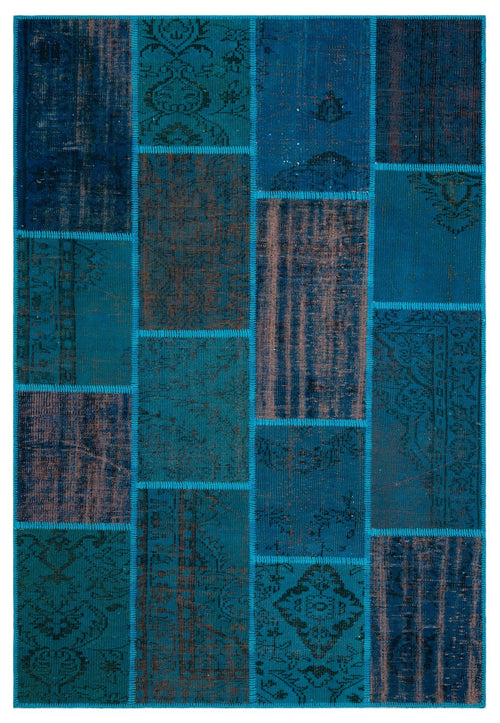 Iskece Turquoise Vintage Wool Handmade Area Rug 5'2" x 7'7"