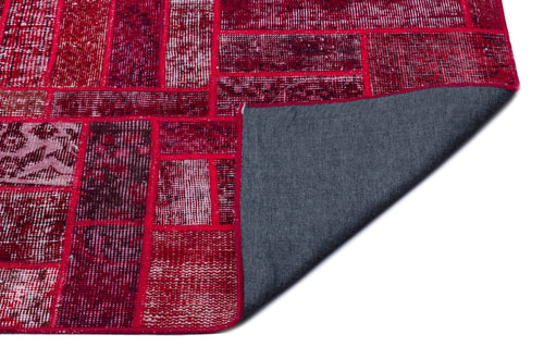 Iskece 26423 Red Patchwork Wool Handmade Area Rug 5'3" x 7'7"