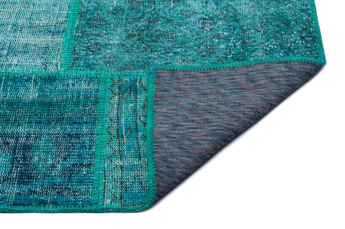 Iskece Turquoise Vintage Wool Handmade Area Rug 5'1" x 7'7"
