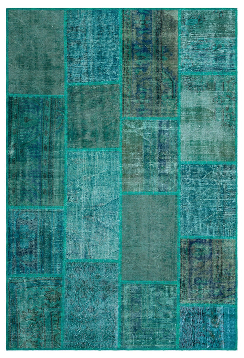 Iskece Turquoise Vintage Wool Handmade Area Rug 5'1" x 7'7"