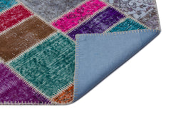 Iskece 26453 Beige Patchwork Wool Handmade Area Rug 5'2" x 7'7"