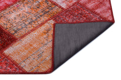 Iskece 26454 Red Patchwork Wool Handmade Area Rug 5'3" x 7'7"