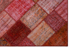Iskece 26454 Red Patchwork Wool Handmade Area Rug 5'3" x 7'7"