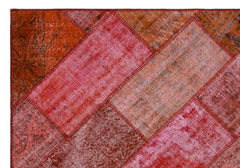 Iskece 26454 Red Patchwork Wool Handmade Area Rug 5'3" x 7'7"
