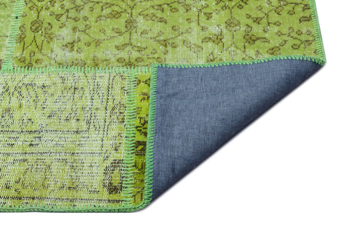 Iskece 26477 Green Vintage Wool Handmade Area Rug 5'3" x 7'7"