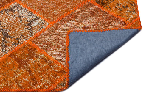 Iskece 26482 Orange Vintage Wool Handmade Area Rug 5'3" x 7'7"