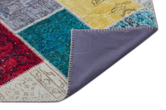 Iskece 26487 Beige Patchwork Wool Handmade Area Rug 5'3" x 7'7"