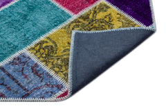 Iskece 26501 Beige Patchwork Wool Handmade Area Rug 5'3" x 7'7"