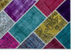 Iskece 26501 Beige Patchwork Wool Handmade Area Rug 5'3" x 7'7"