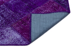 Iskece 26507 Purple Patchwork Wool Handmade Area Rug 5'3" x 7'7"