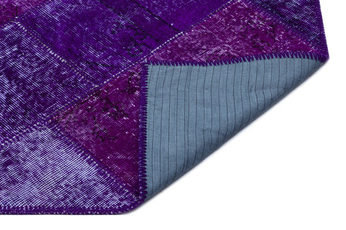 Iskece 26507 Purple Patchwork Wool Handmade Area Rug 5'3" x 7'7"