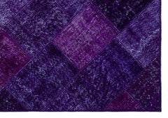 Iskece 26507 Purple Patchwork Wool Handmade Area Rug 5'3" x 7'7"