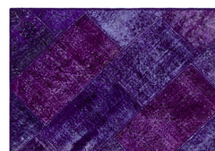 Iskece 26507 Purple Patchwork Wool Handmade Area Rug 5'3" x 7'7"