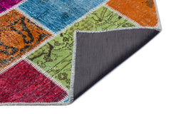 Iskece 26513 Beige Patchwork Wool Handmade Area Rug 5'3" x 7'7"