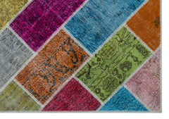 Iskece 26513 Beige Patchwork Wool Handmade Area Rug 5'3" x 7'7"