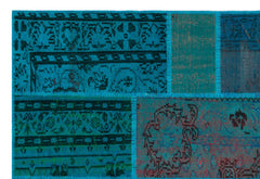 Iskece 26514 Turquoise Patchwork Wool Handmade Area Rug 5'3" x 7'7"