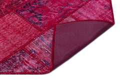 Iskece 26542 Red Patchwork Wool Handmade Area Rug 3'11" x 5'11"