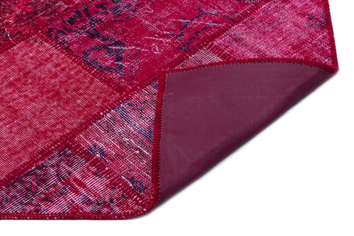 Iskece 26542 Red Patchwork Wool Handmade Area Rug 3'11" x 5'11"